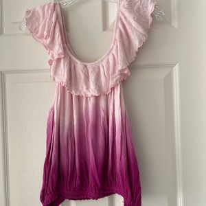 Free People tie dye pink and white medium off the shoulder top